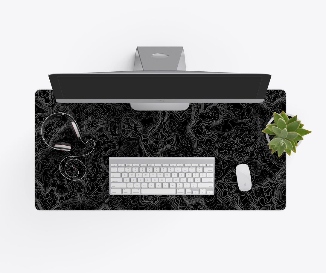 Dimensional Black Topographic Desk Mat Lifestyle