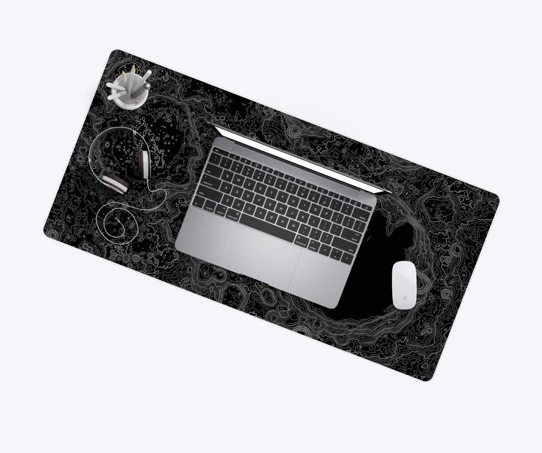 Moon Topographic Desk Mat with Laptop