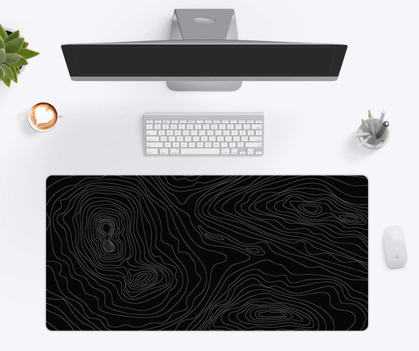 Black Topographic Desk Mat