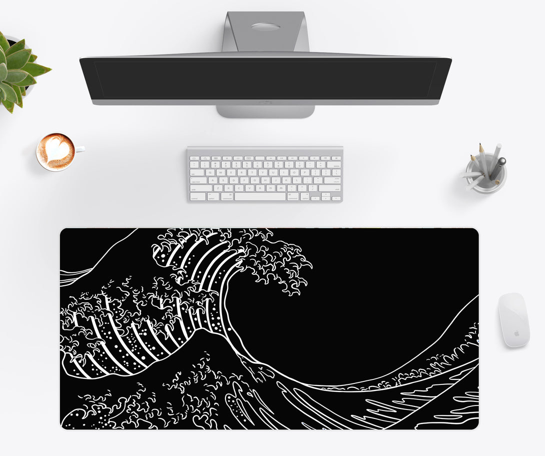 Black Retro Wave Desk Mat