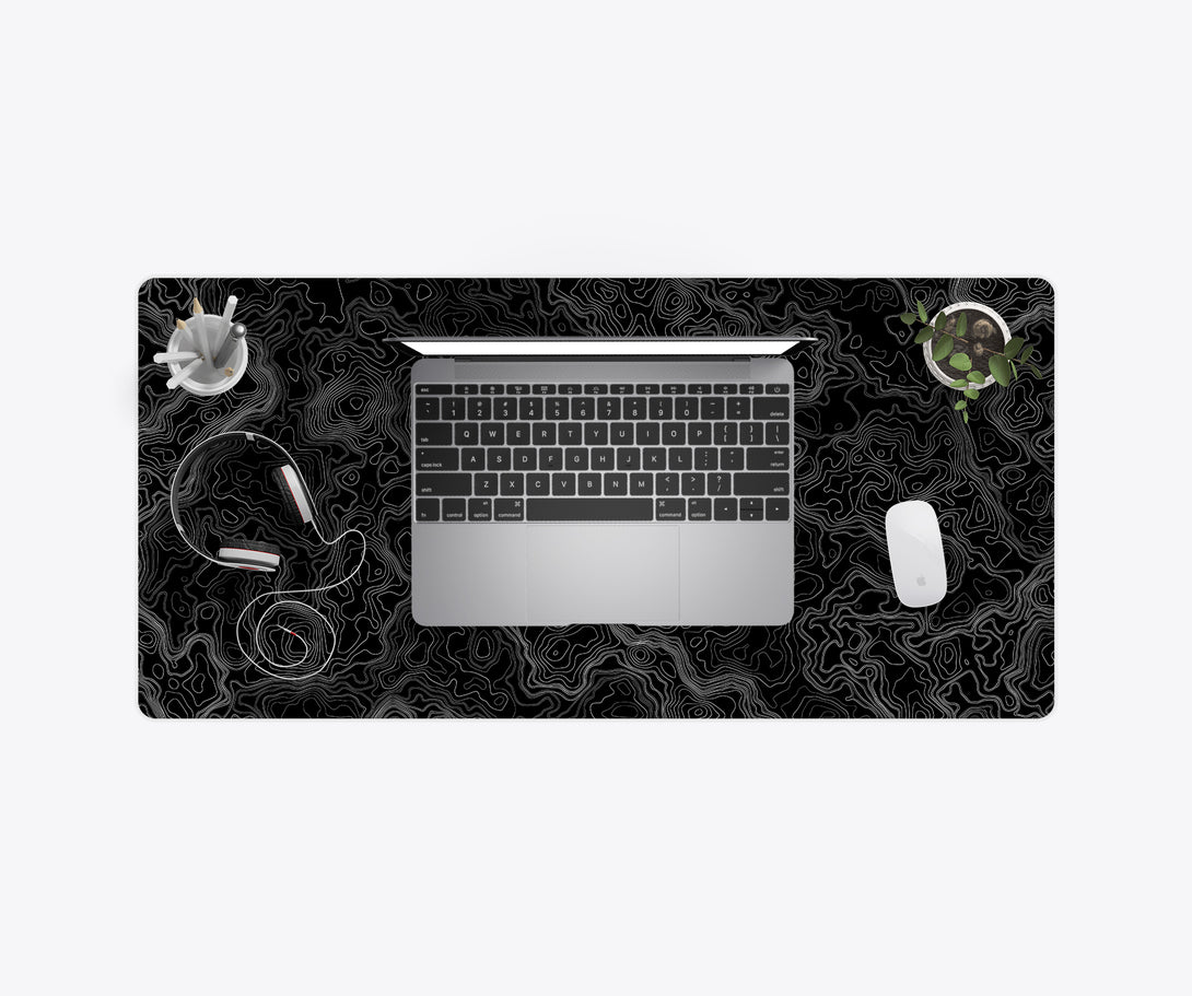 Dimensional Black Topographic Laptop Desk Mat