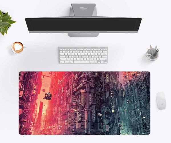 Cyberpunk Skyscraper Desk Mat