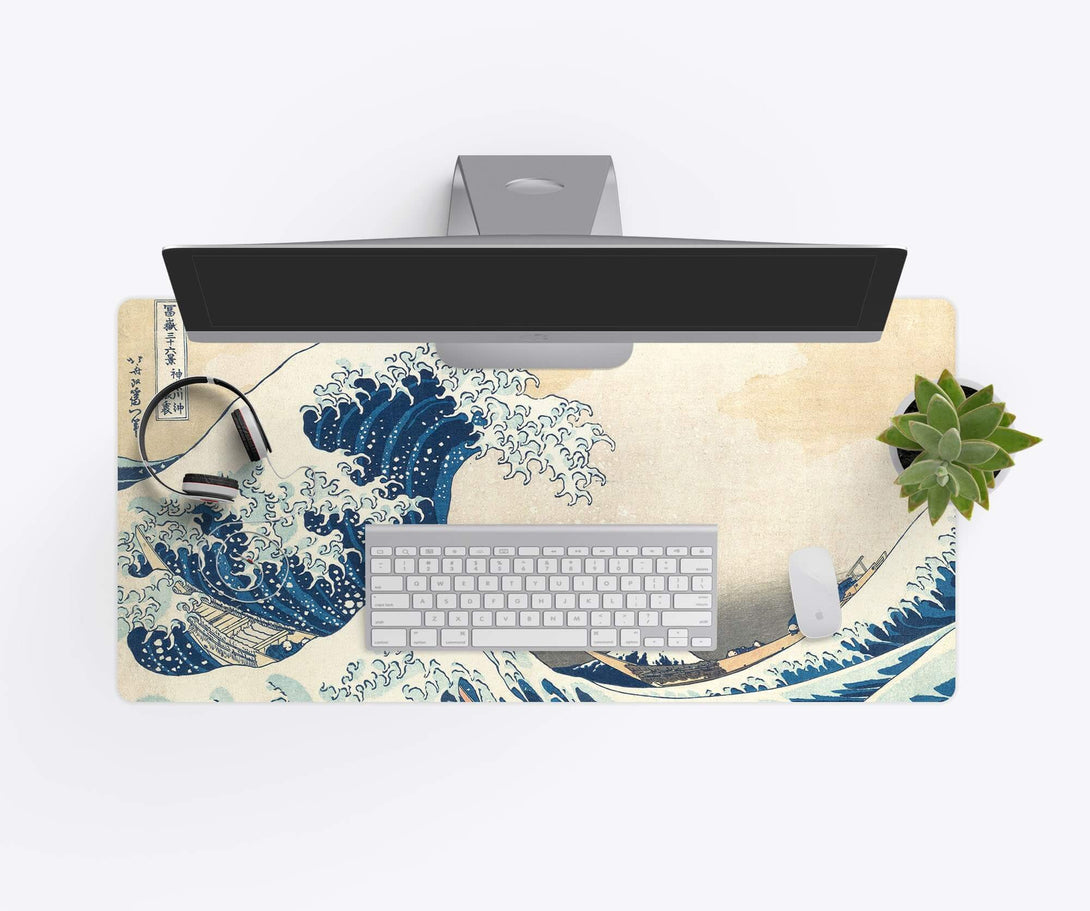 Great Wave Off Kanegawa Desk Mat - Lifestyle
