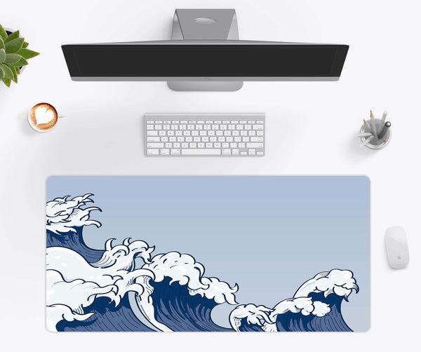 Japanese Blue Waves Desk Mat