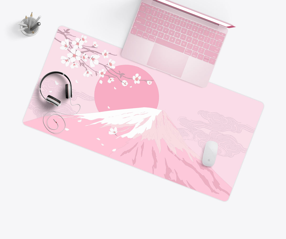 Pink Cherry Blossoms Pastel Desk Pad