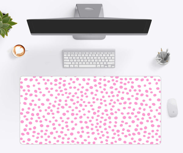 Pink Dalmatian Print Desk Mat